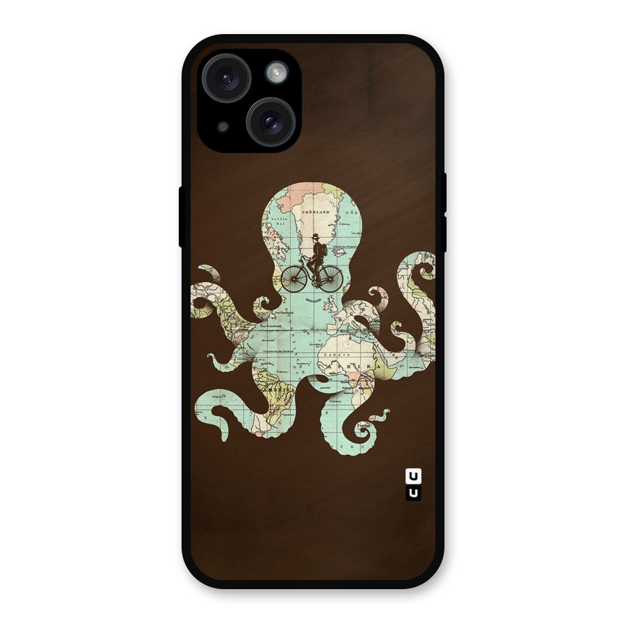 Travel Octopus Metal Back Case for iPhone 15 Plus