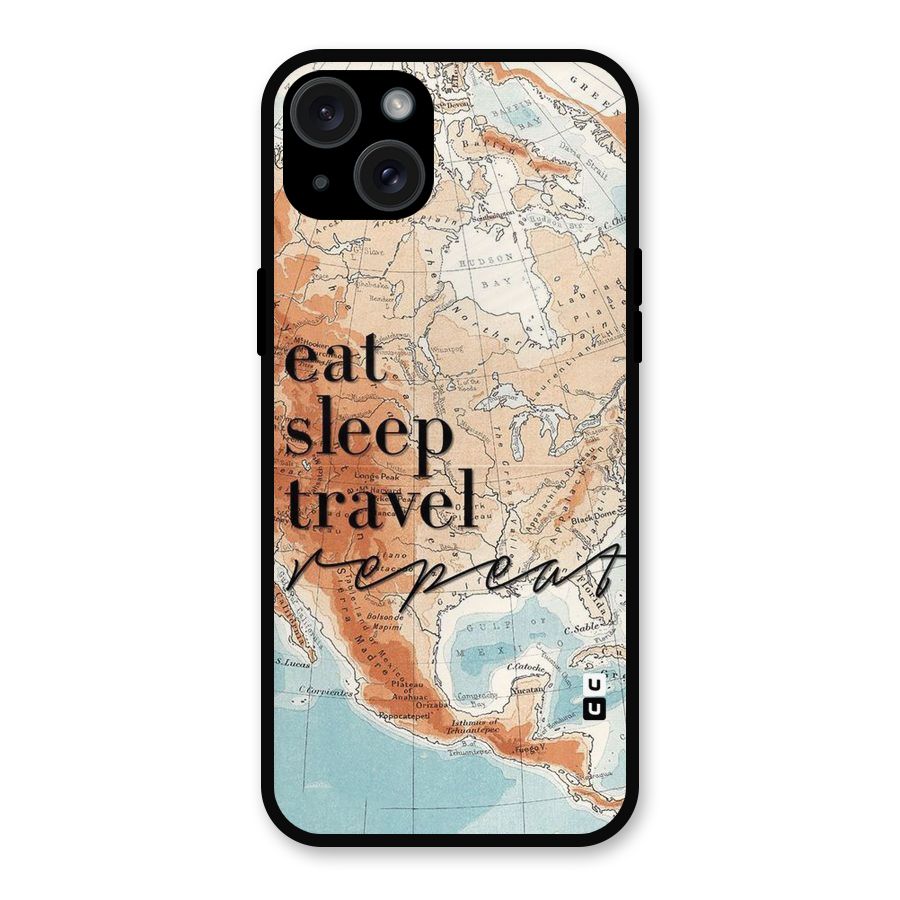 Travel Repeat Metal Back Case for iPhone 15 Plus