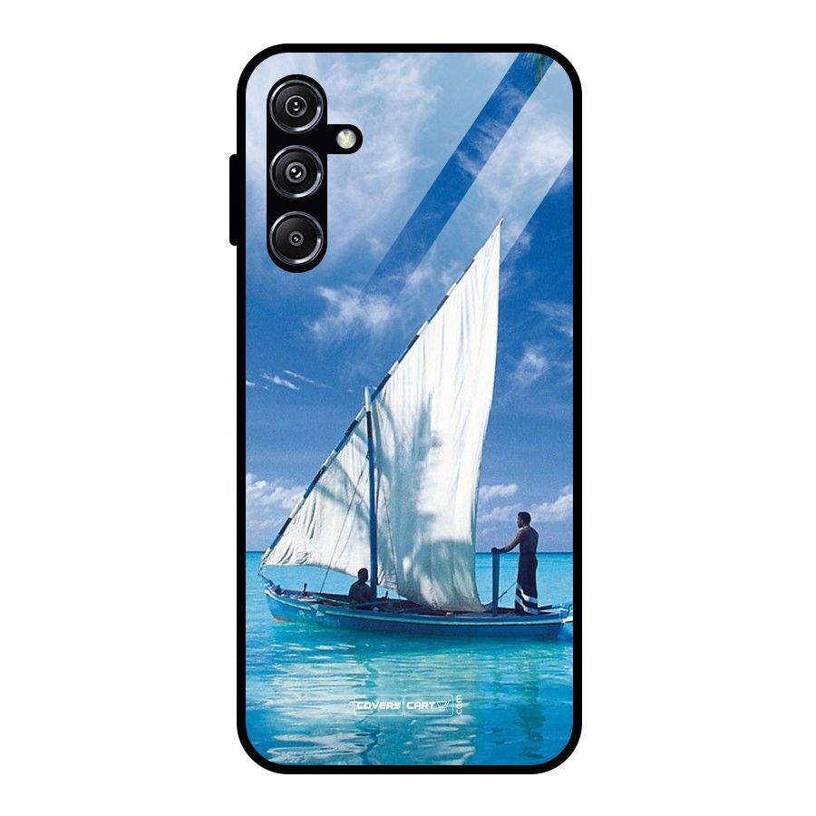 Travel Ship Glass Back Case for Galaxy M34 5G