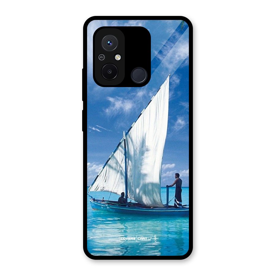 Travel Ship Glass Back Case for Redmi 12C