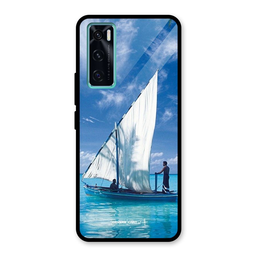 Travel Ship Glass Back Case for Vivo V20 SE