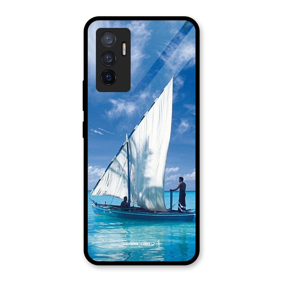 Travel Ship Glass Back Case for Vivo V23e