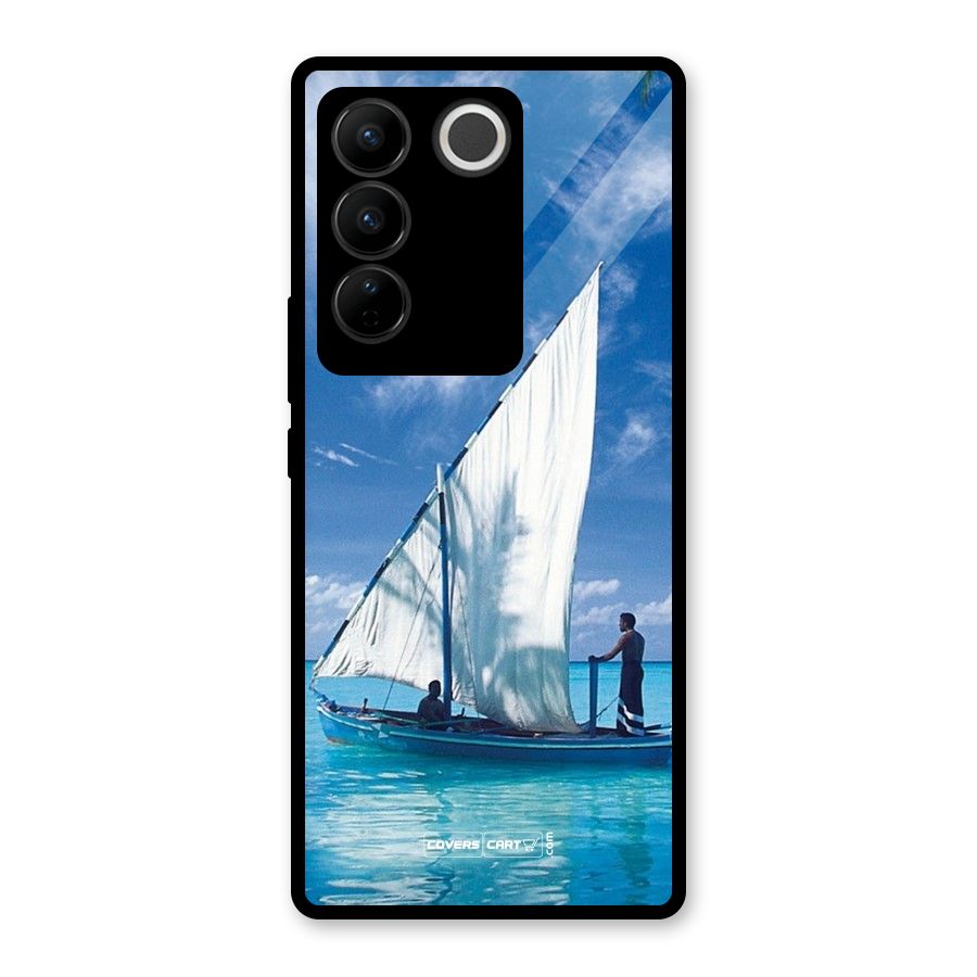 Travel Ship Glass Back Case for Vivo V27