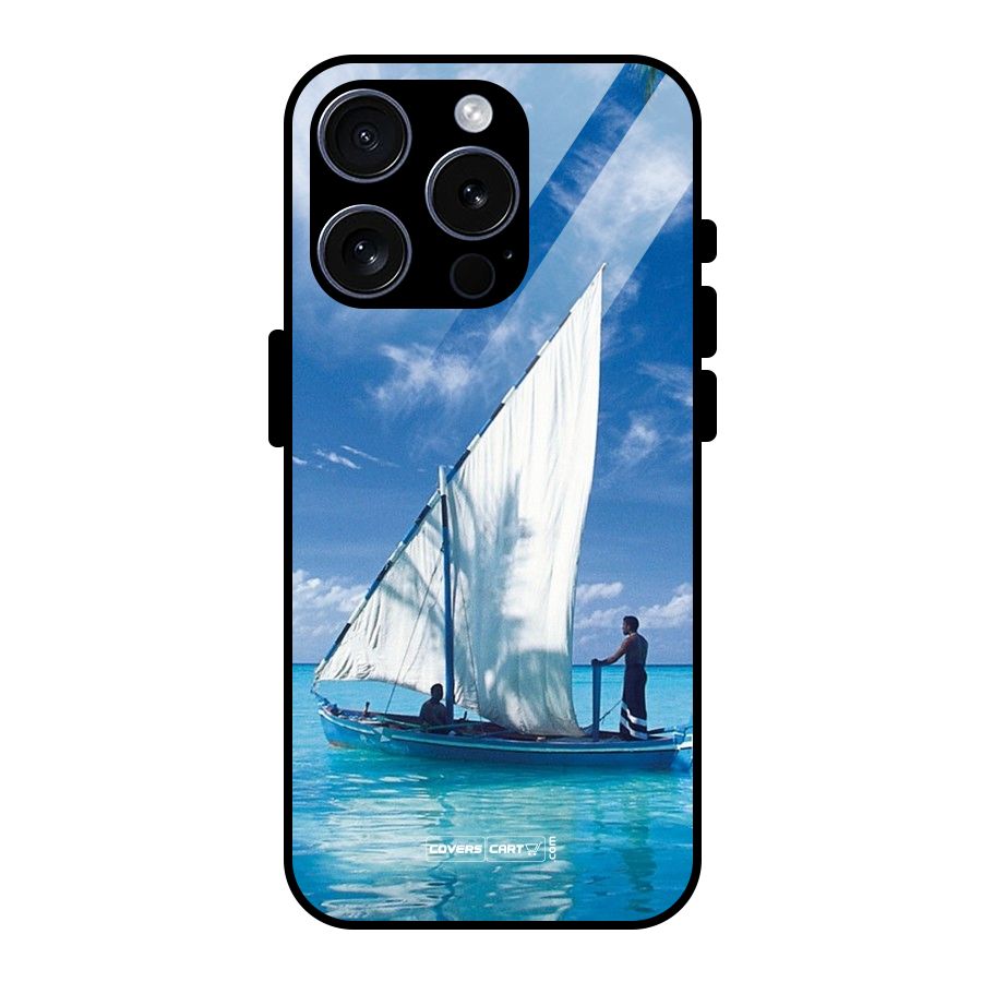 Travel Ship Glass Back Case for iPhone 15 Pro