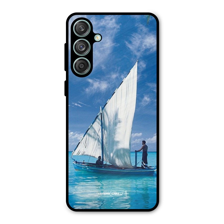 Travel Ship Metal Back Case for Galaxy M55 5G