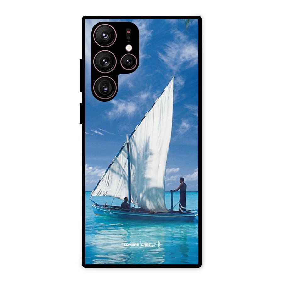 Travel Ship Metal Back Case for Galaxy S22 Ultra 5G