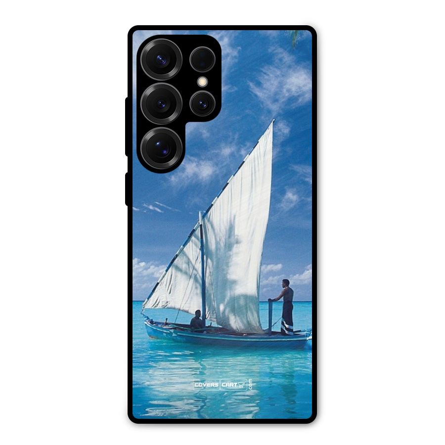 Travel Ship Metal Back Case for Galaxy S25 Ultra