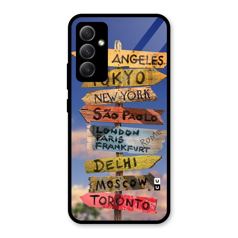 Travel Signs Glass Back Case for Galaxy A34