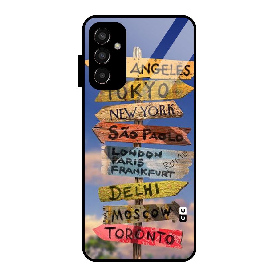 Travel Signs Glass Back Case for Galaxy F13