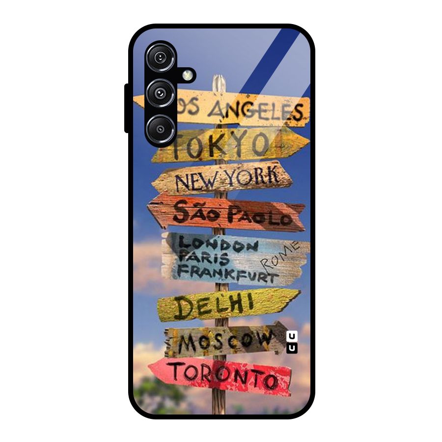 Travel Signs Glass Back Case for Galaxy M34 5G