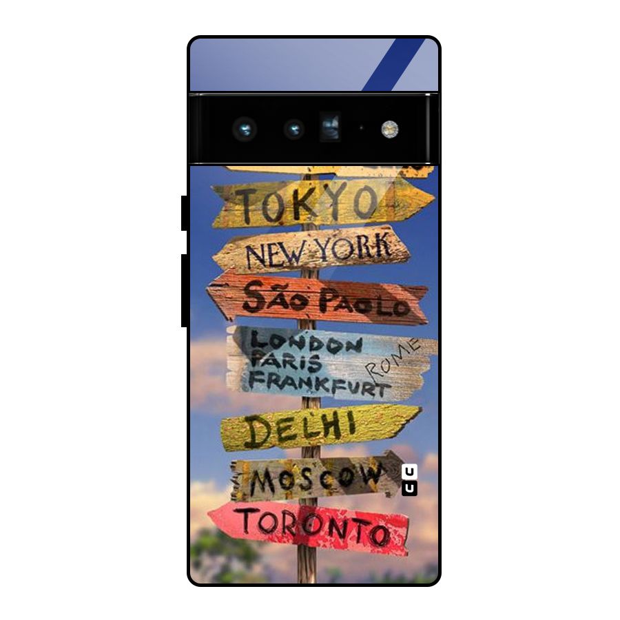 Travel Signs Glass Back Case for Google Pixel 6 Pro