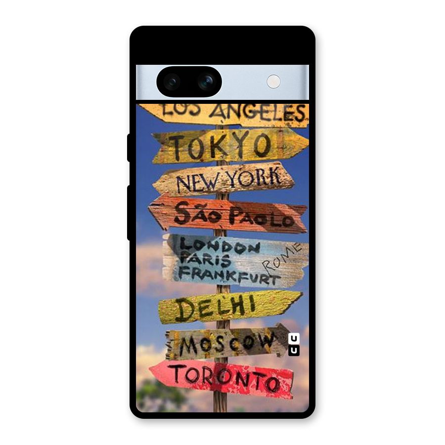 Travel Signs Glass Back Case for Google Pixel 7a