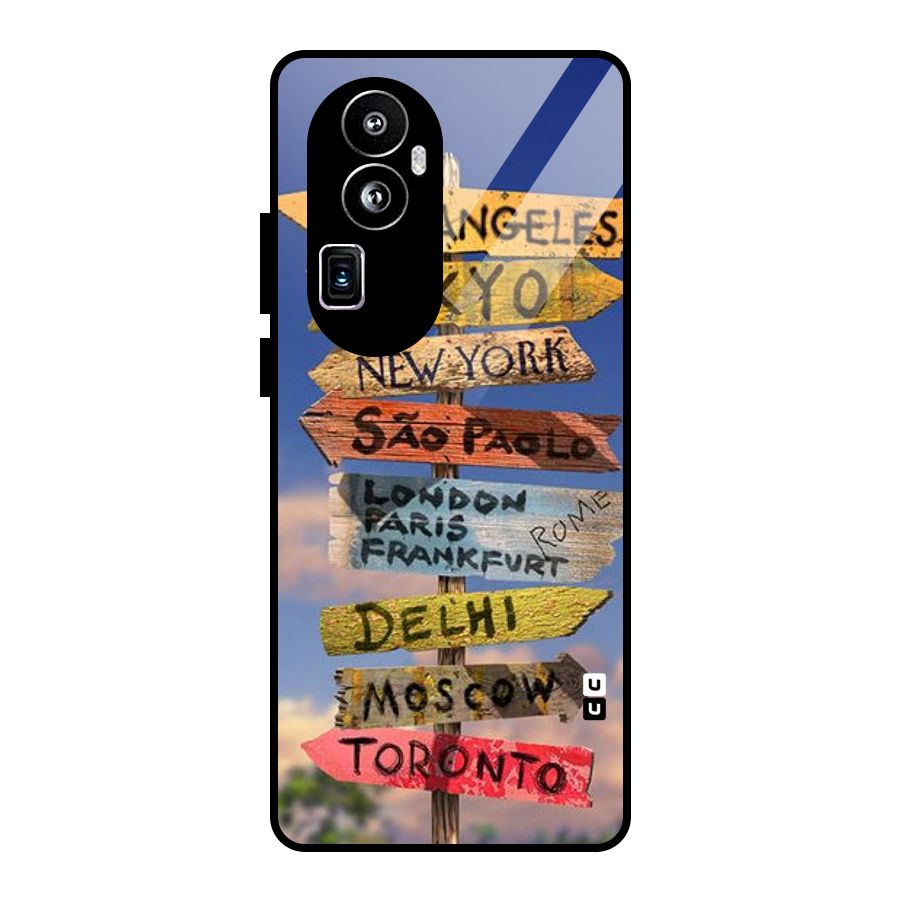 Travel Signs Glass Back Case for Oppo Reno10 Pro Plus
