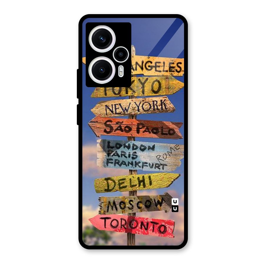 Travel Signs Glass Back Case for Poco F5