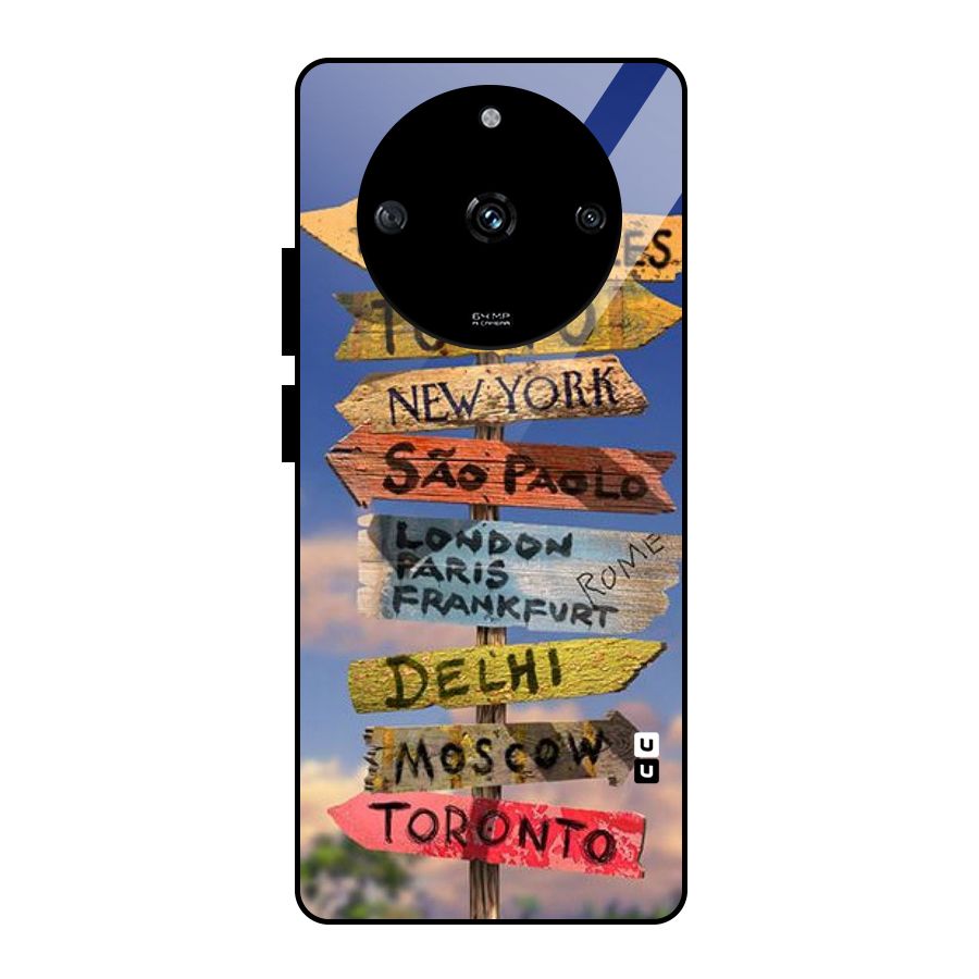 Travel Signs Glass Back Case for Realme Narzo 60 5G