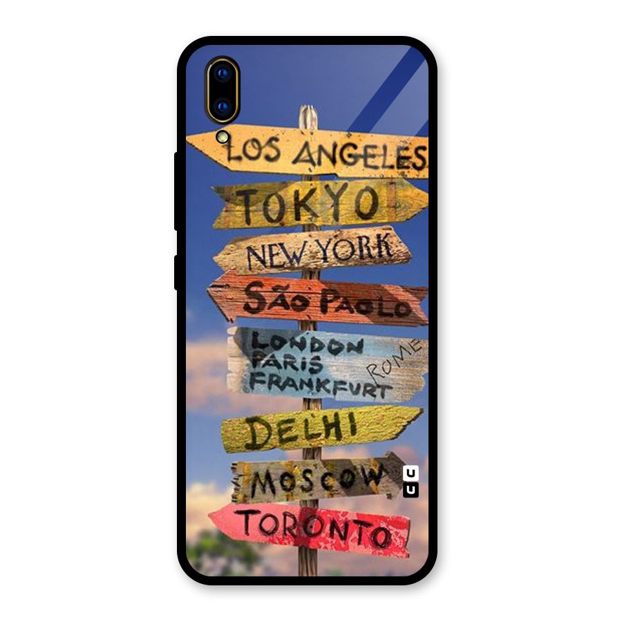 Travel Signs Glass Back Case for Vivo V11 Pro