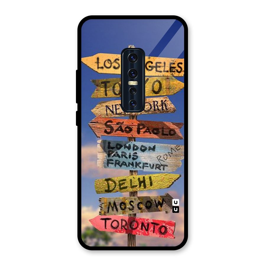 Travel Signs Glass Back Case for Vivo V17 Pro
