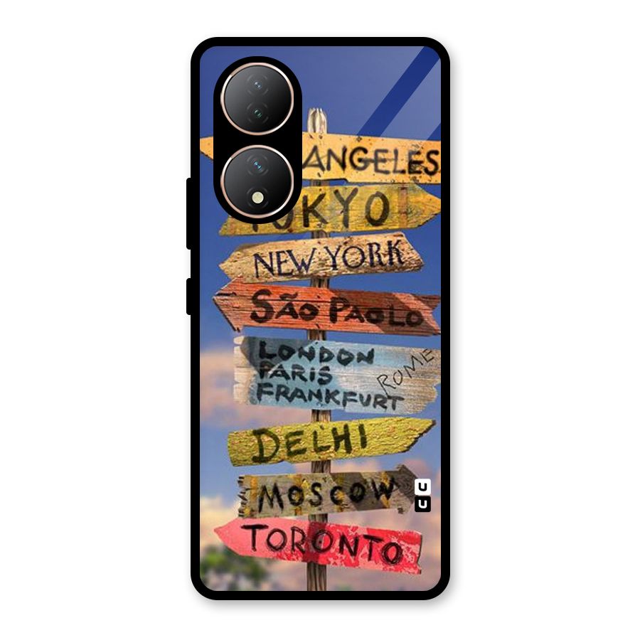 Travel Signs Glass Back Case for Vivo Y100A