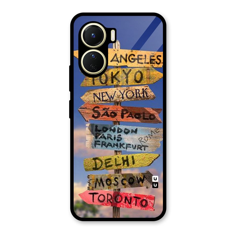 Travel Signs Glass Back Case for Vivo Y16