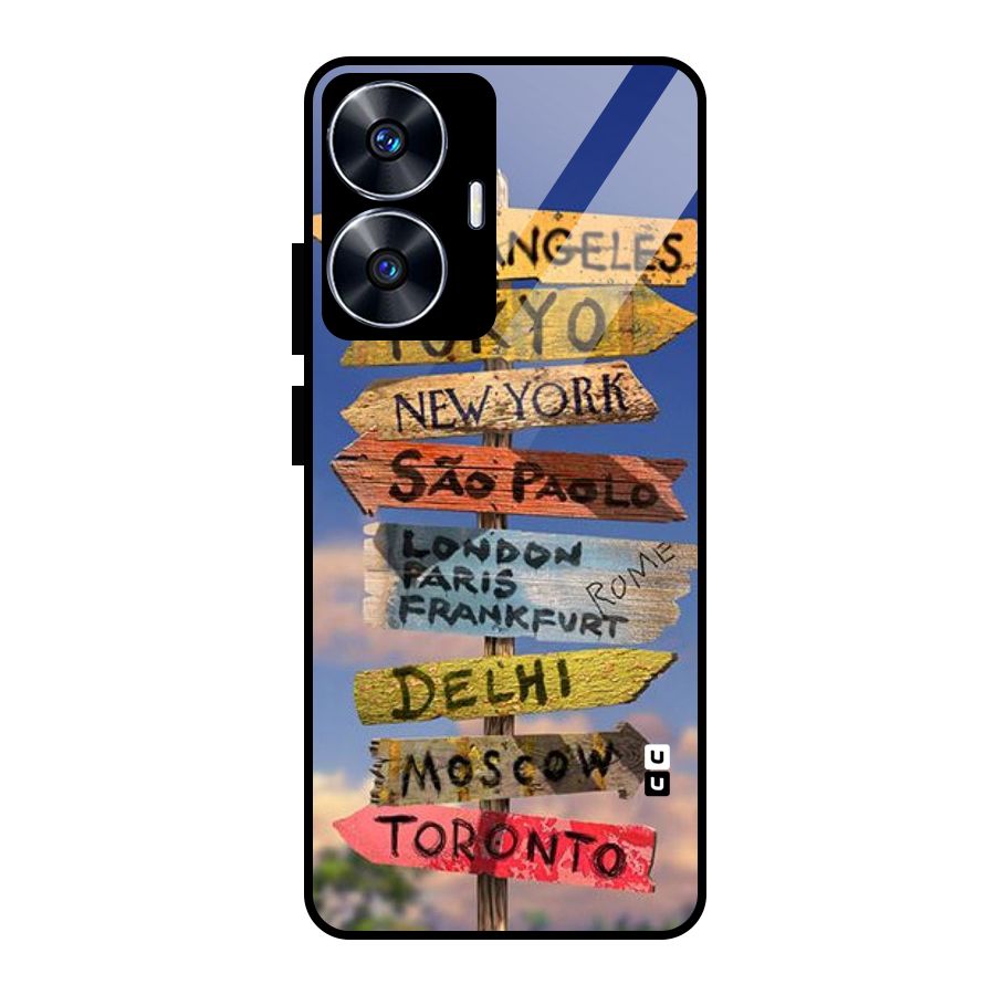 Travel Signs Glass Back Case for realme C55