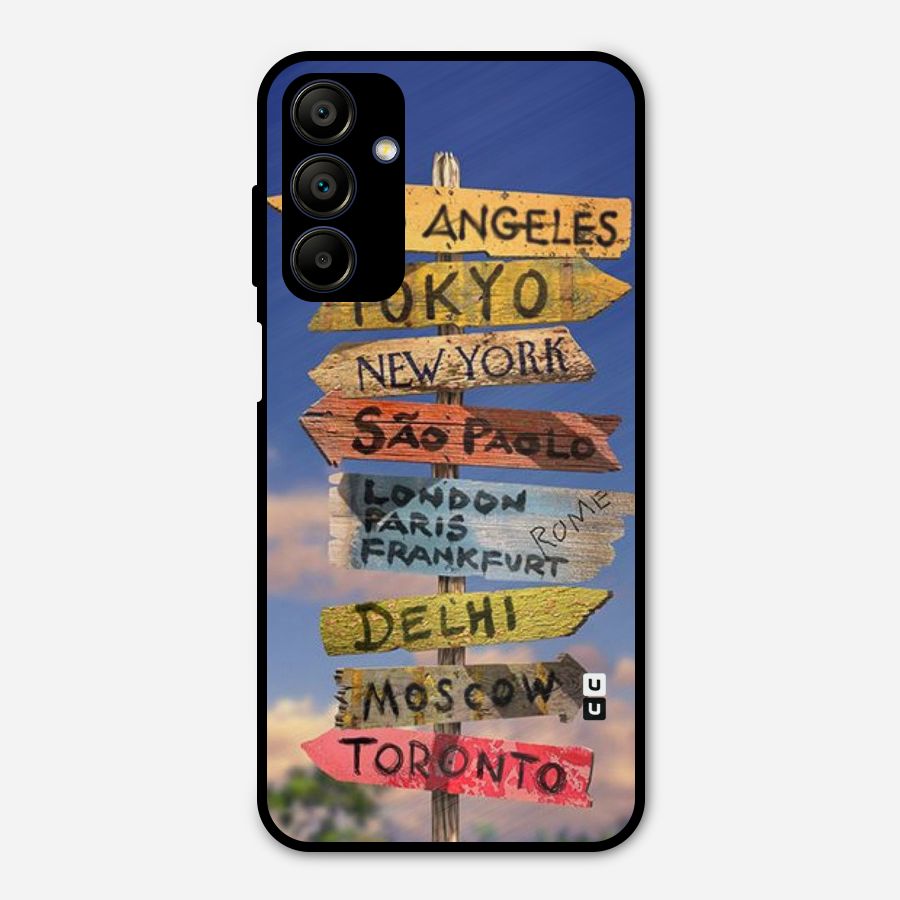 Travel Signs Metal Back Case for Galaxy A15 5G
