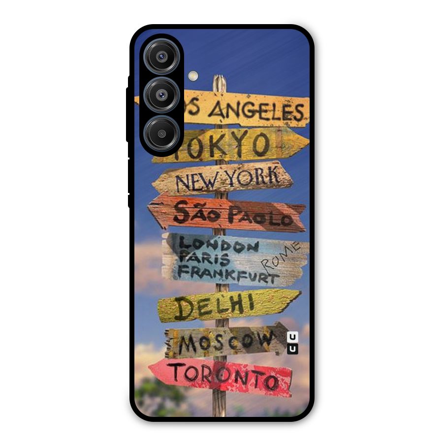 Travel Signs Metal Back Case for Galaxy A16 5G
