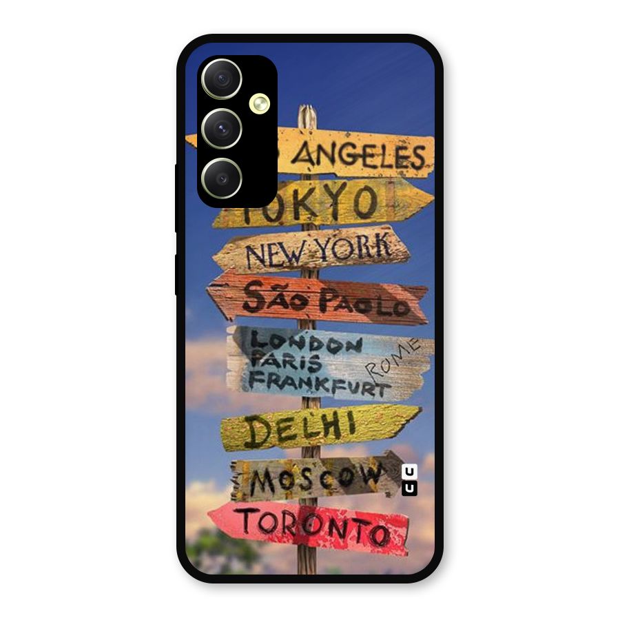 Travel Signs Metal Back Case for Galaxy A34