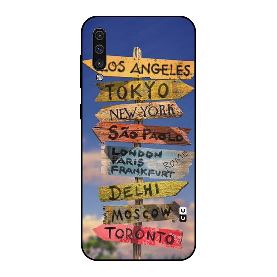 Travel Signs Metal Back Case for Galaxy A50s