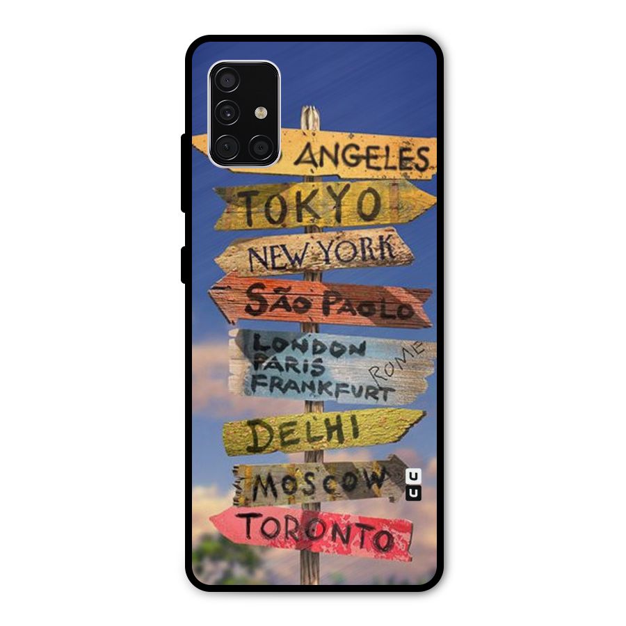 Travel Signs Metal Back Case for Galaxy A51