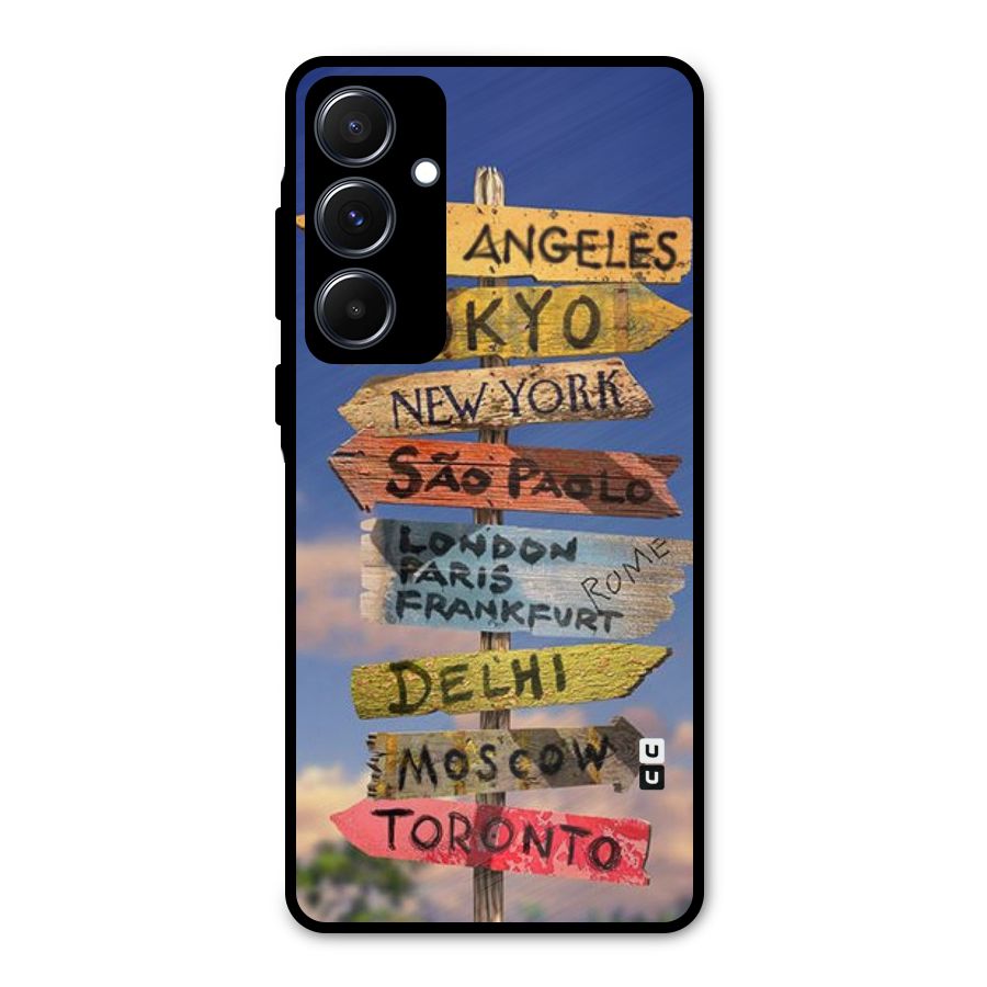 Travel Signs Metal Back Case for Galaxy A55
