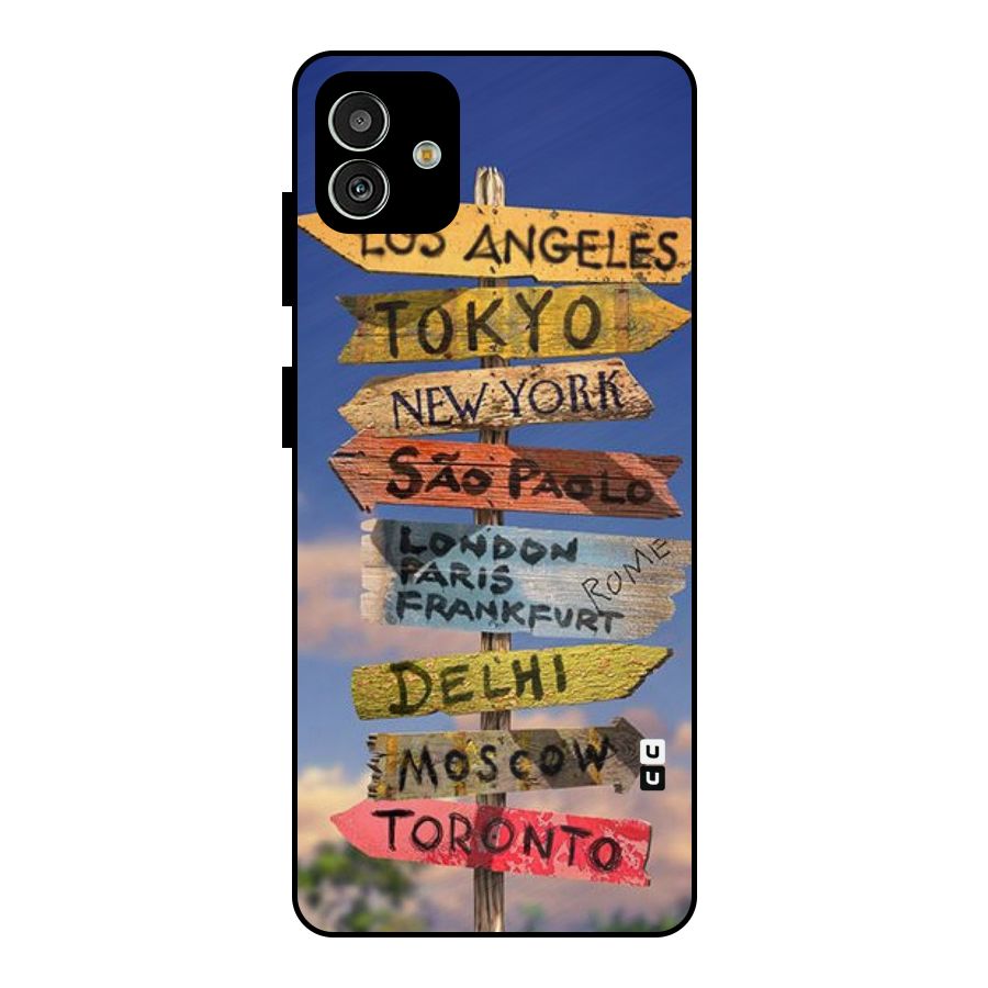 Travel Signs Metal Back Case for Galaxy M13 5G