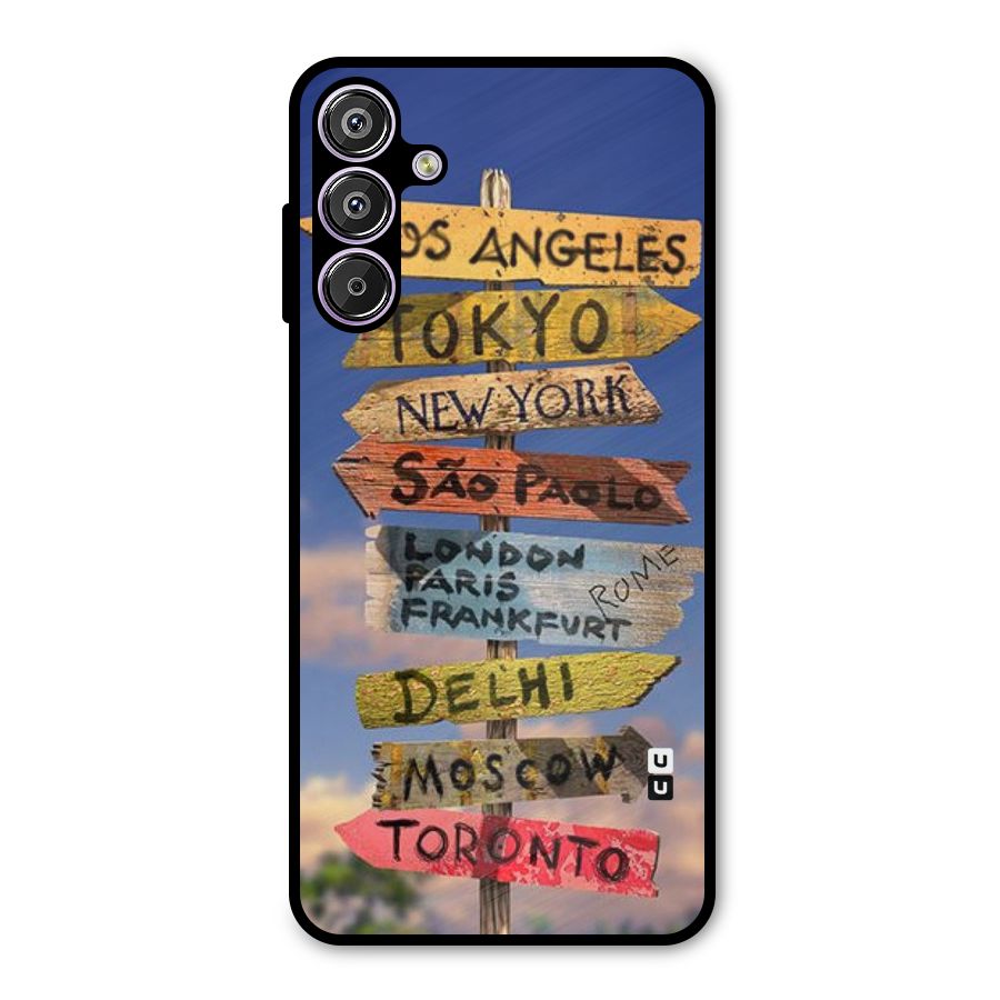 Travel Signs Metal Back Case for Galaxy M15