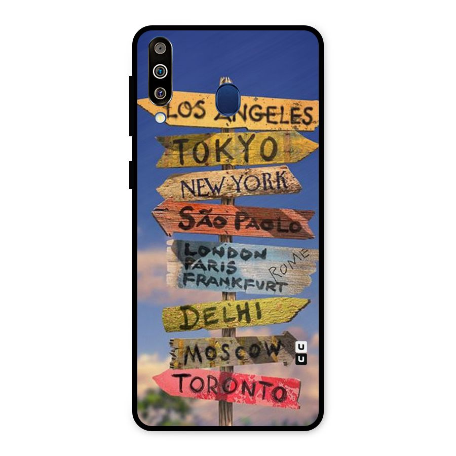 Travel Signs Metal Back Case for Galaxy M30