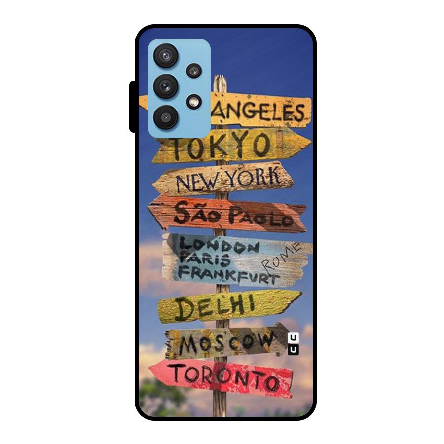 Travel Signs Metal Back Case for Galaxy M32 5G