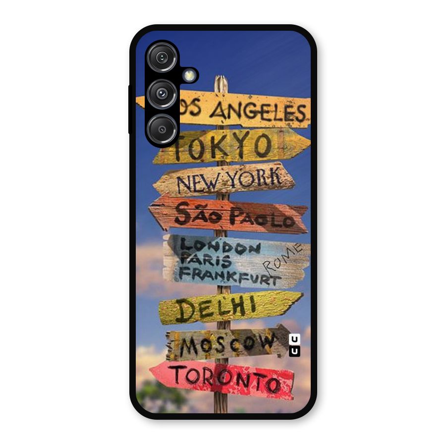 Travel Signs Metal Back Case for Galaxy M34 5G