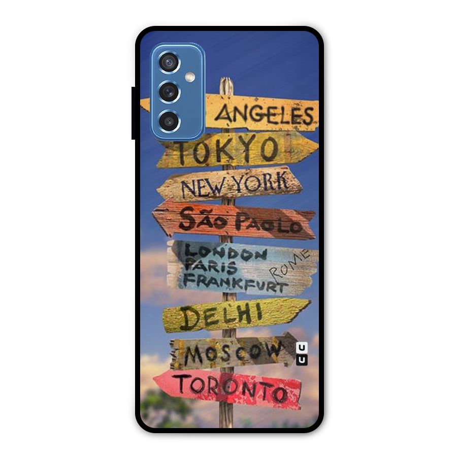 Travel Signs Metal Back Case for Galaxy M52 5G