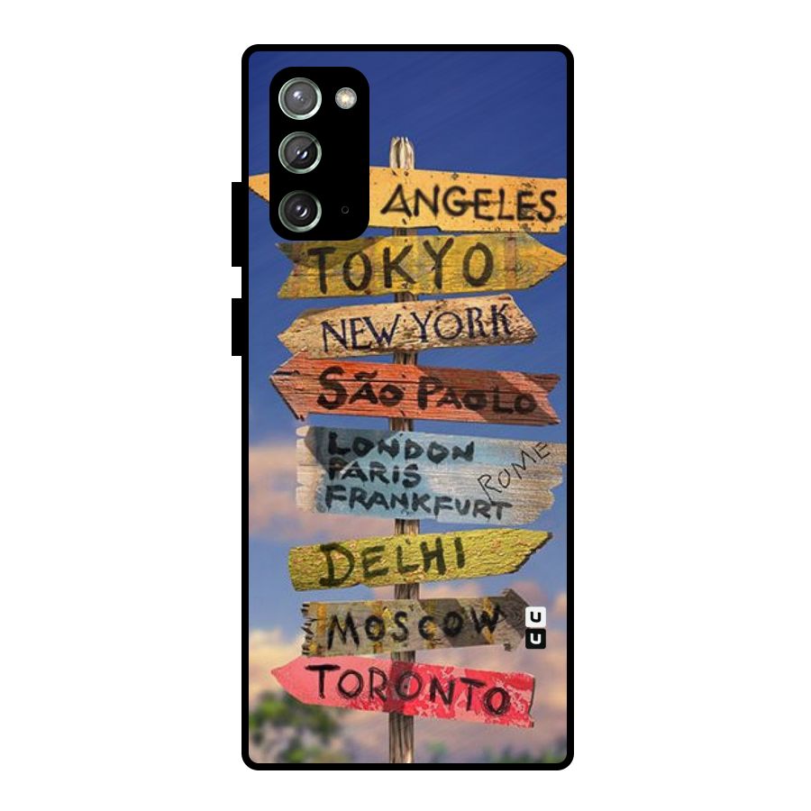 Travel Signs Metal Back Case for Galaxy Note 20
