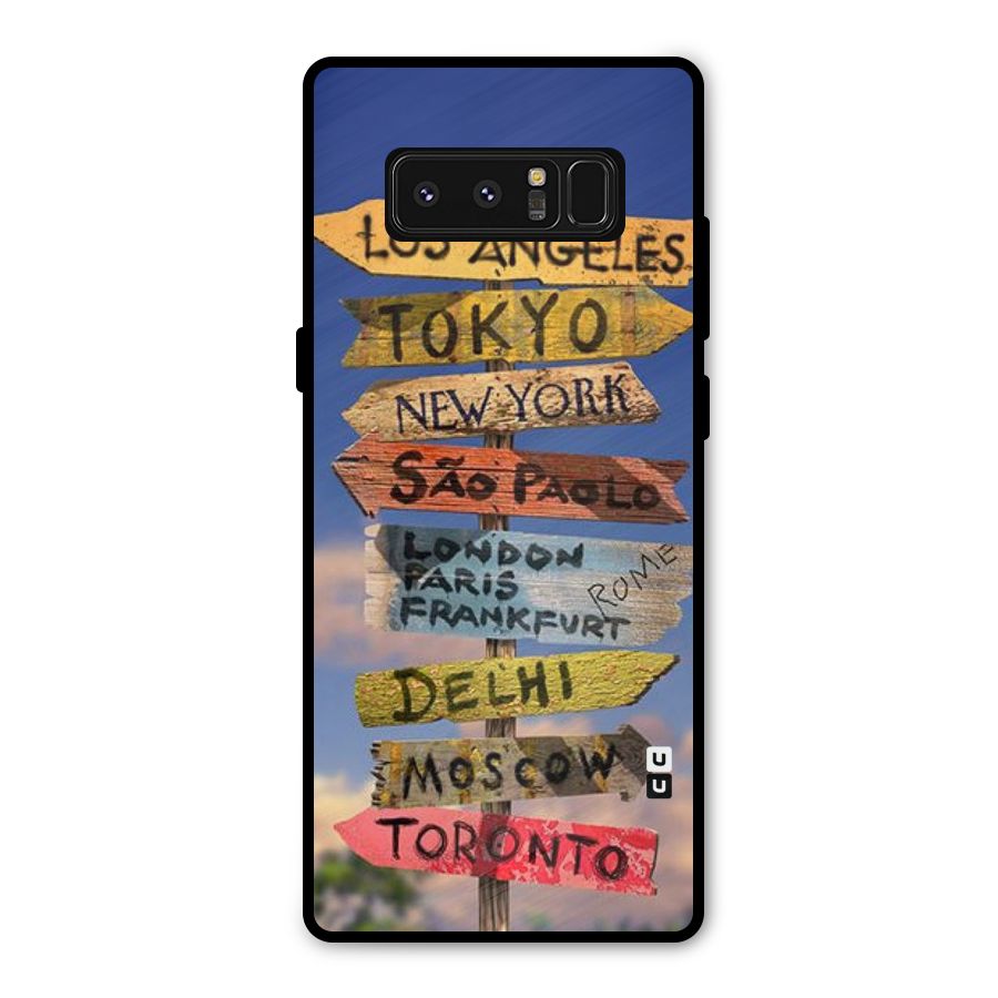 Travel Signs Metal Back Case for Galaxy Note 8