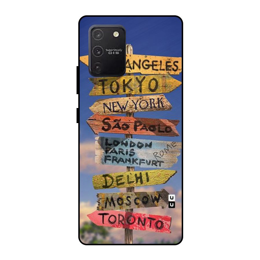 Travel Signs Metal Back Case for Galaxy S10 Lite