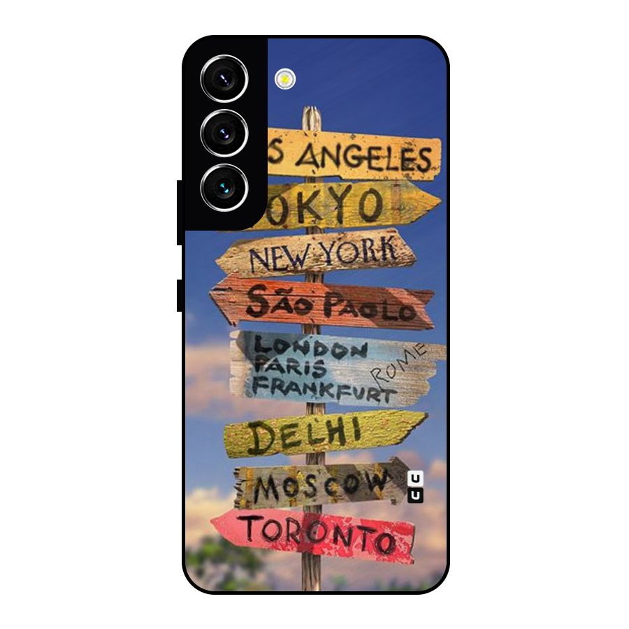 Travel Signs Metal Back Case for Galaxy S22 5G