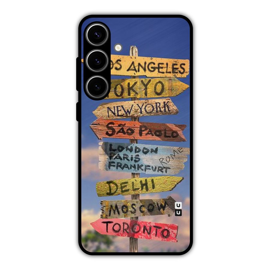 Travel Signs Metal Back Case for Galaxy S24 Plus