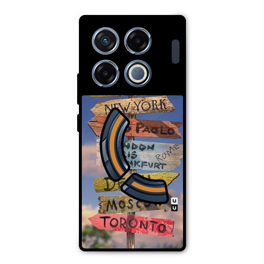 Travel Signs Metal Back Case for Infinix GT 20 Pro