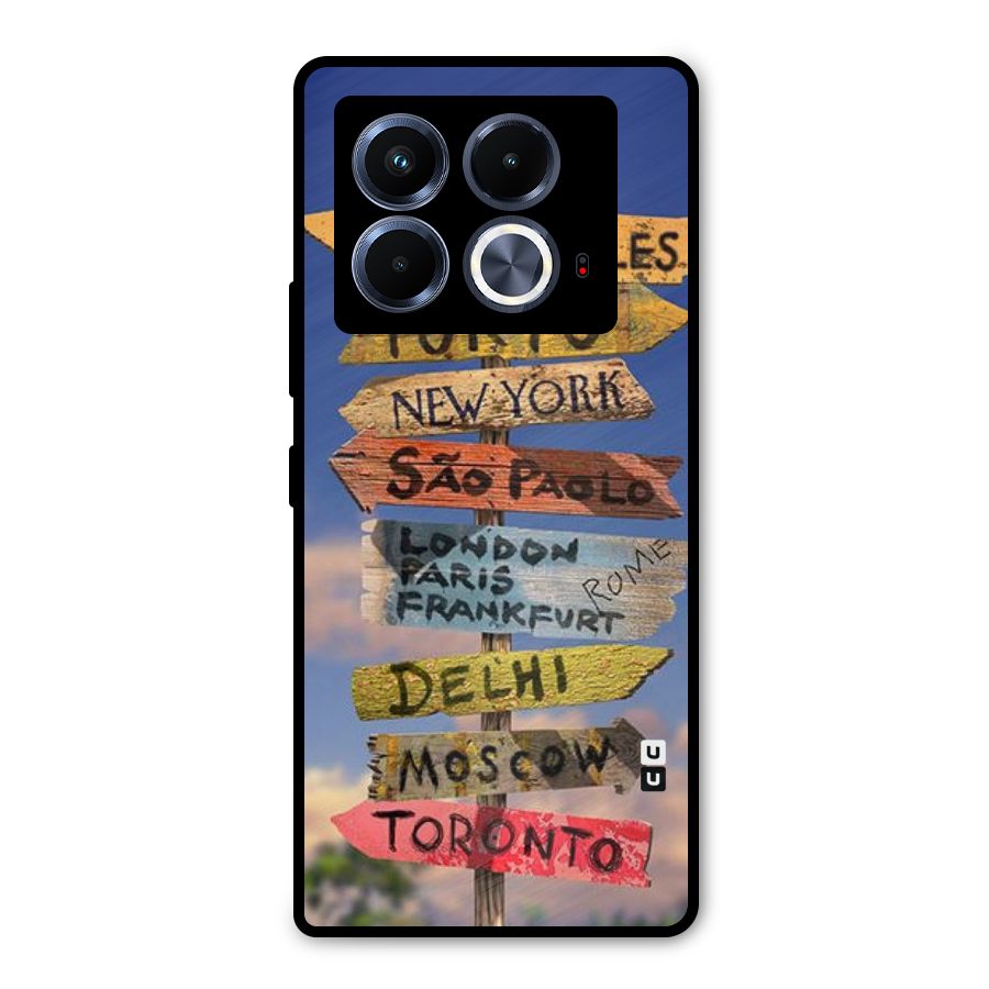 Travel Signs Metal Back Case for Infinix Note 40 5G