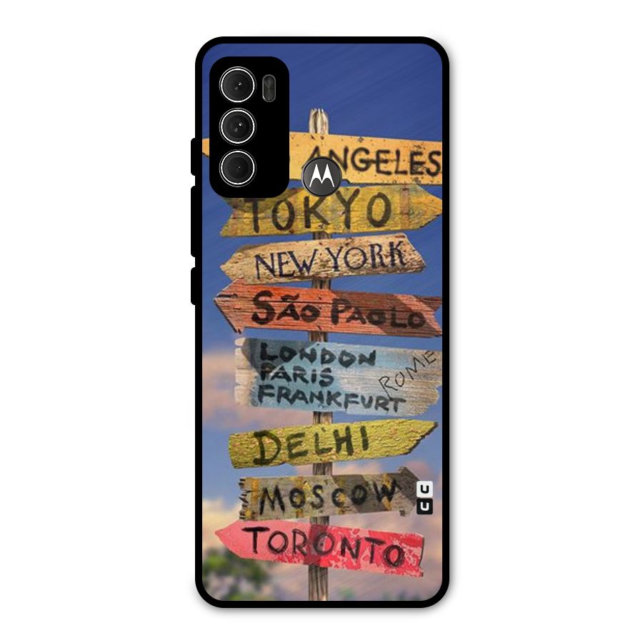 Travel Signs Metal Back Case for Moto G60