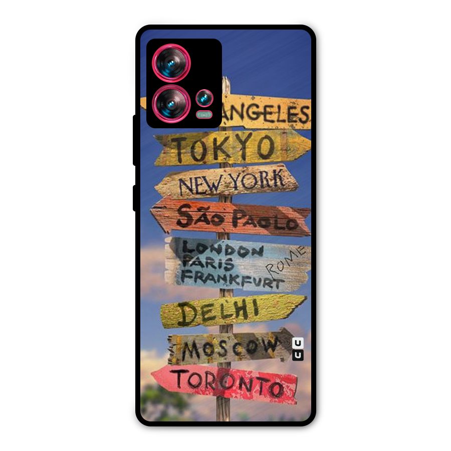 Travel Signs Metal Back Case for Motorola Edge 30 Fusion