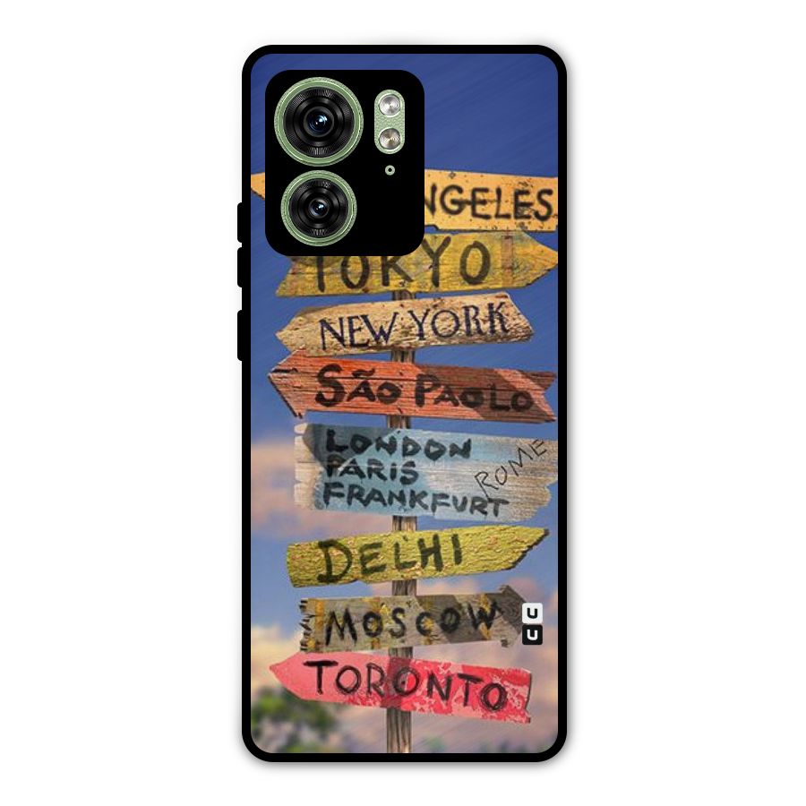 Travel Signs Metal Back Case for Motorola Edge 40 5G