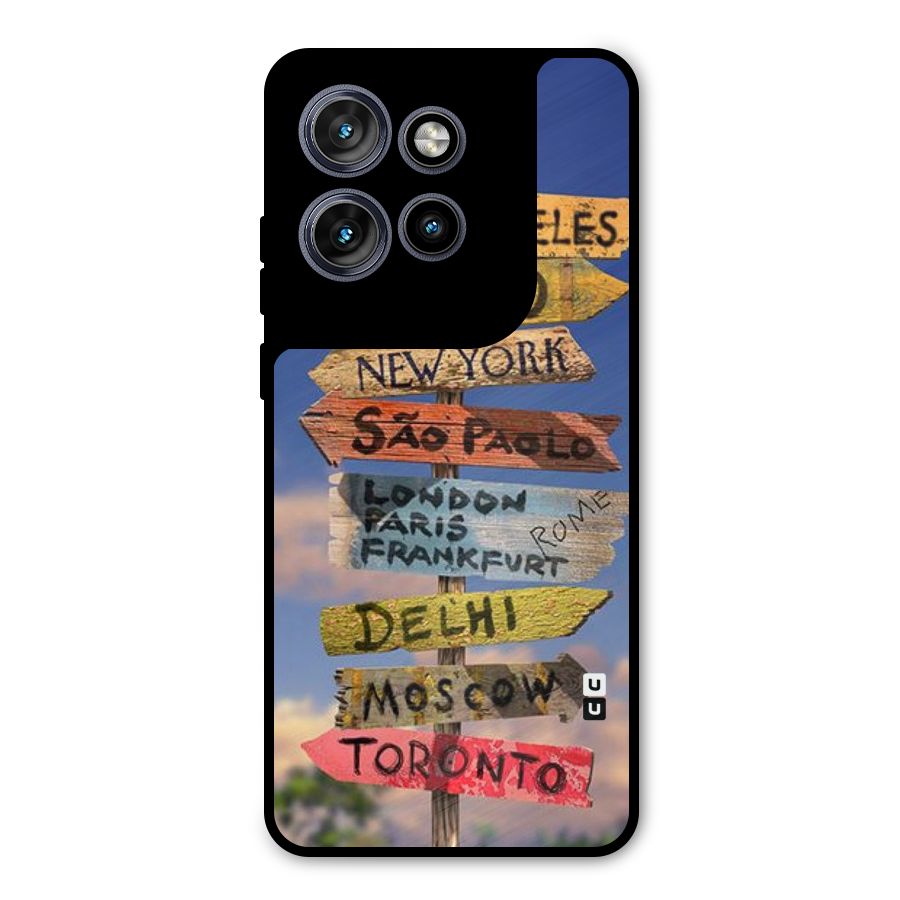 Travel Signs Metal Back Case for Motorola Edge 50 Neo