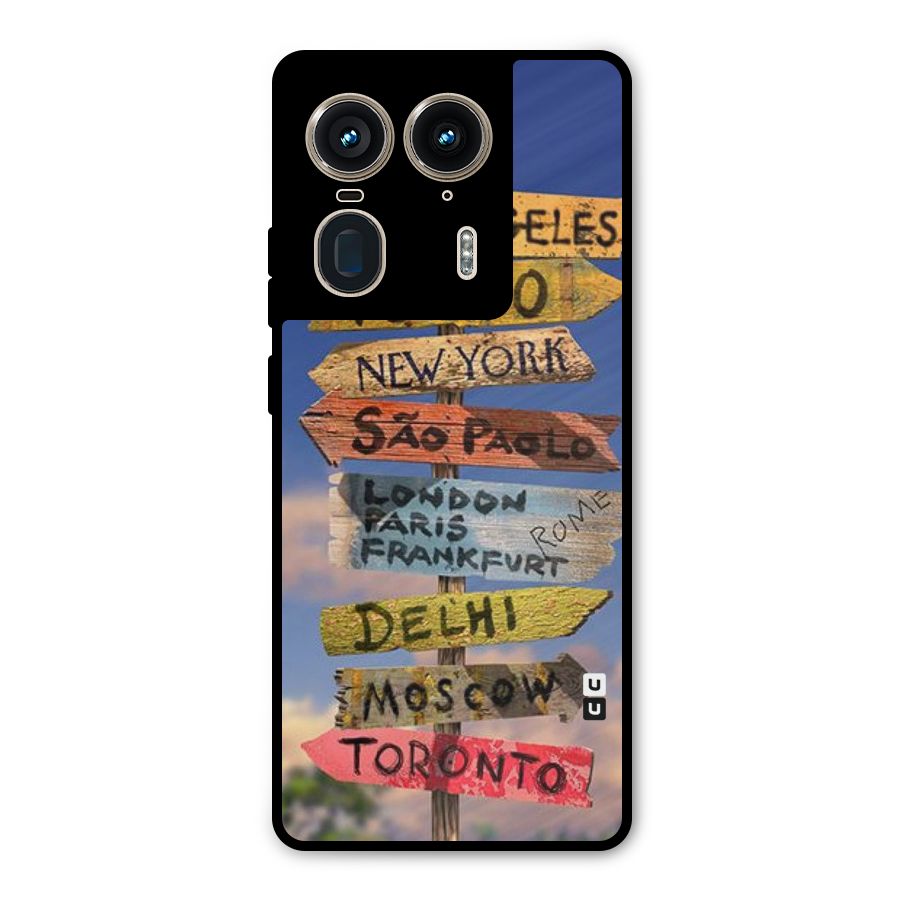 Travel Signs Metal Back Case for Motorola Edge 50 Ultra
