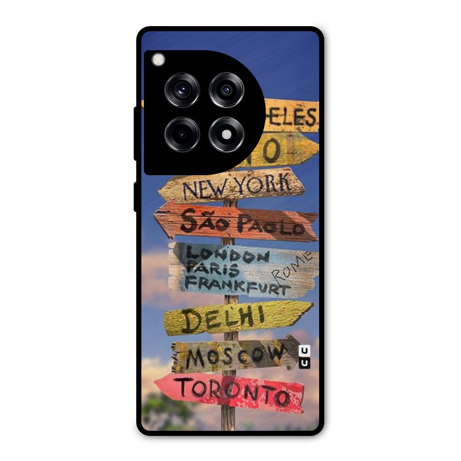Travel Signs Metal Back Case for OnePlus 12R