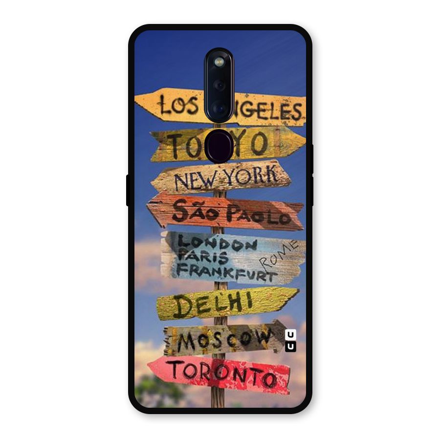 Travel Signs Metal Back Case for Oppo F11 Pro